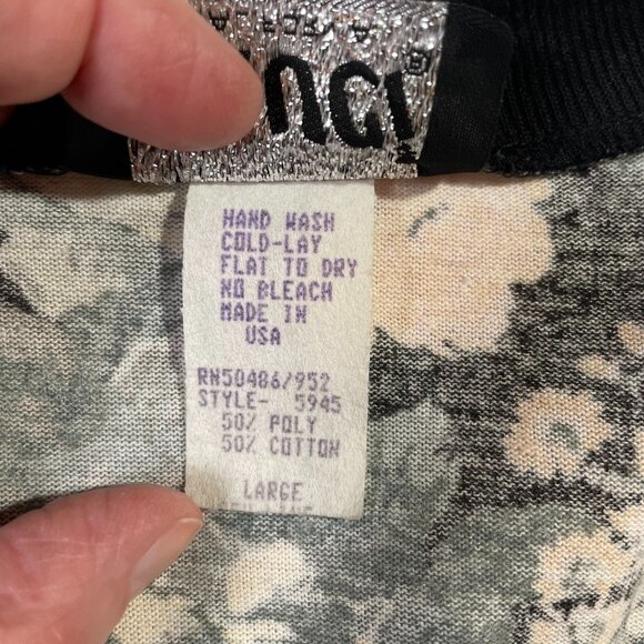 Sauci Vintage Cardigan Blouse Jacket Lightweight Cotton Blend Floral Rose Size L - Picture 12 of 12